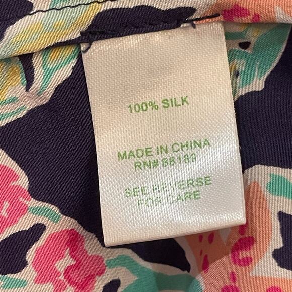 LILLY PULITZER 100% Silk Pretty Social Cold Shoulder Trace Top Size Small - Picture 9 of 9